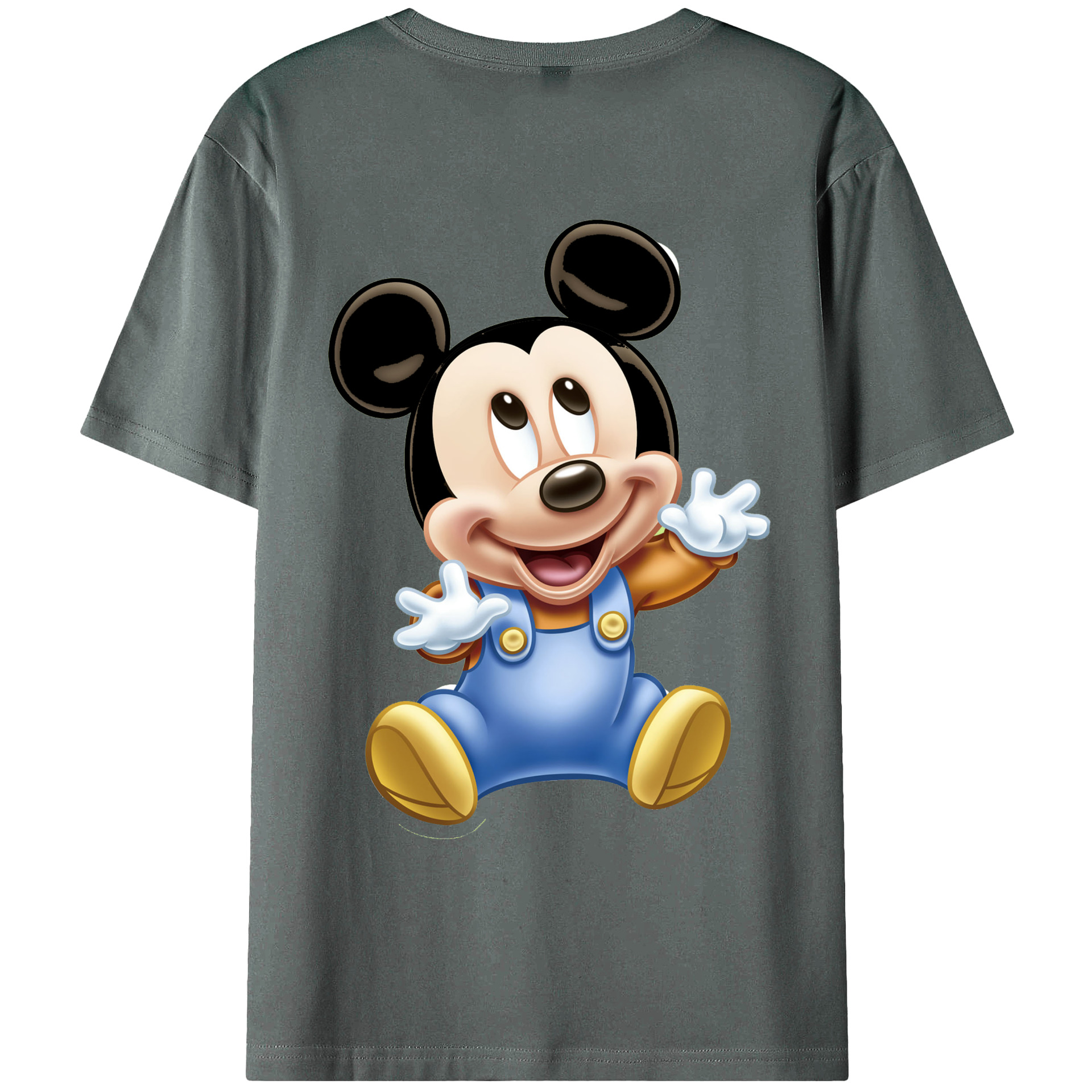 ミッキーマウス Mickey Mouse 綿100％ メンズ半袖Tシャツ（バックプリント） 通気性